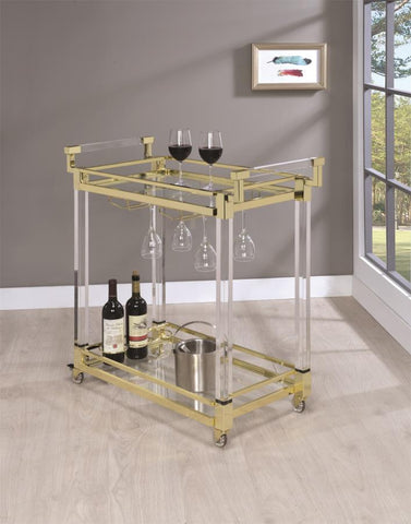 Gold and Clear Acrylic Serving Cart
