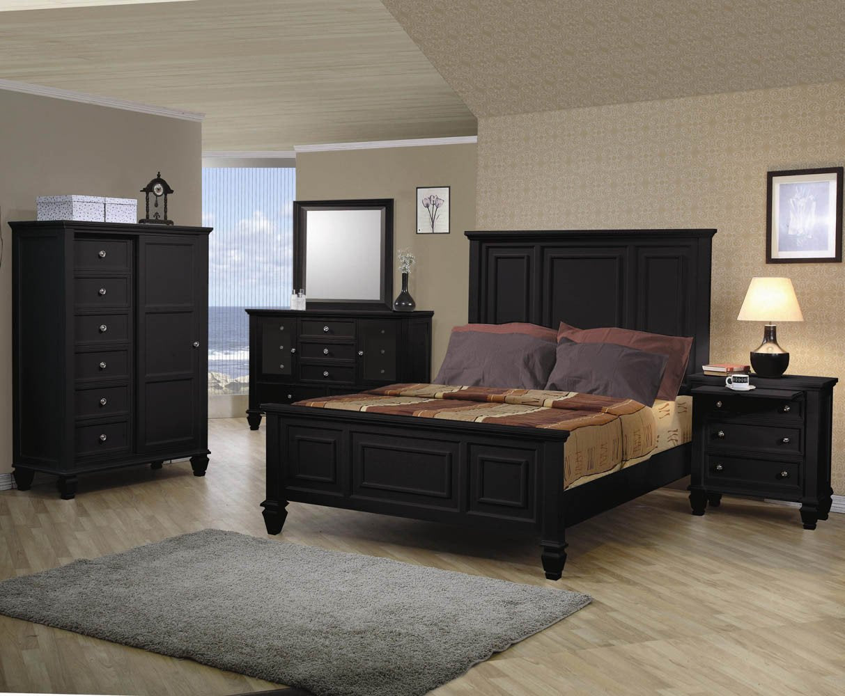 Sandy Beach Black 4 Pc Bedroom Set