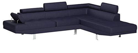 2 Pieces Sectional Right Chaise Sofa - Navy Blue