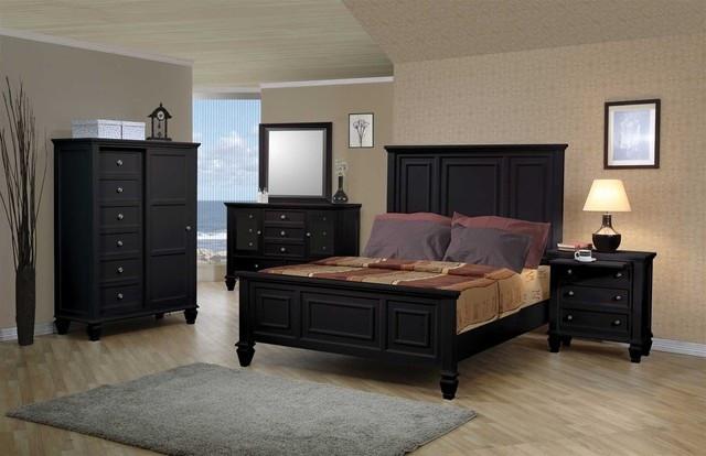 Sandy Beach Black 4 Pc Bedroom Set