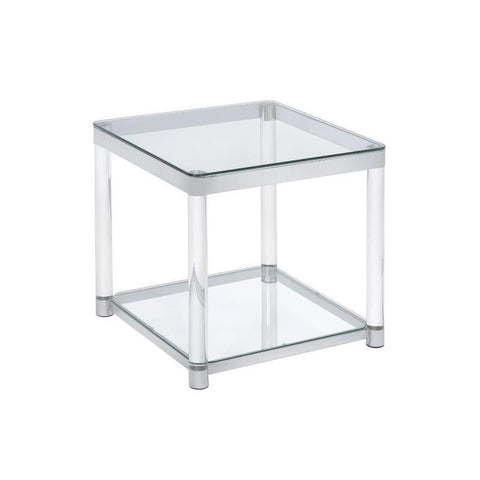 Contemporary Glass Top with acrylic legs End Table