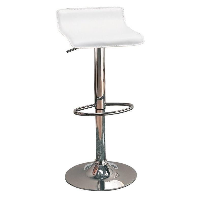 Simone White Leatherette Adjustable Bar Stool, Set of 2