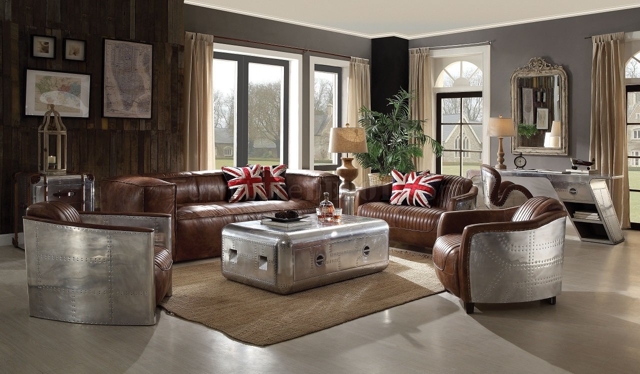 Retro Brown Top Grain leather Sofa