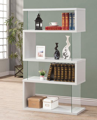 Zia Contemporary Bookcase, in White