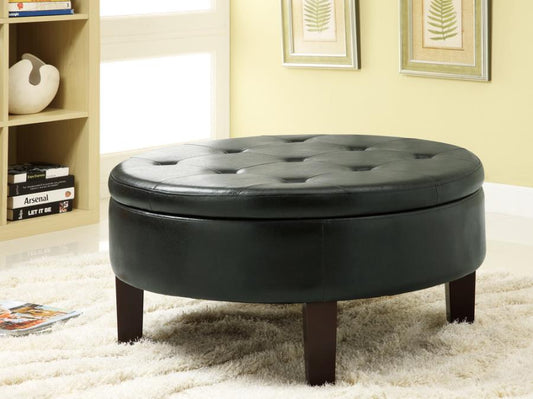 Leatherette Storage Ottoman Dark Brown