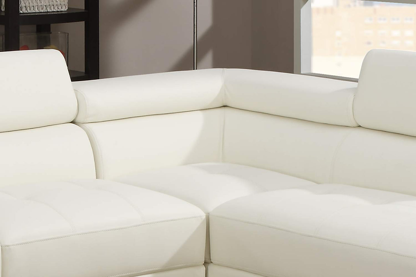 2 Pieces Faux Leather Sectional Right Chaise Sofa - White