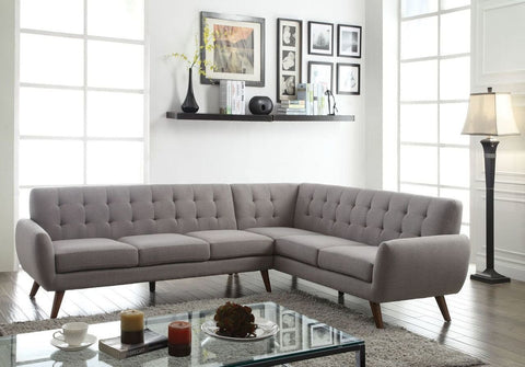 Essick Mid Century Tufted Light Gray Sectional