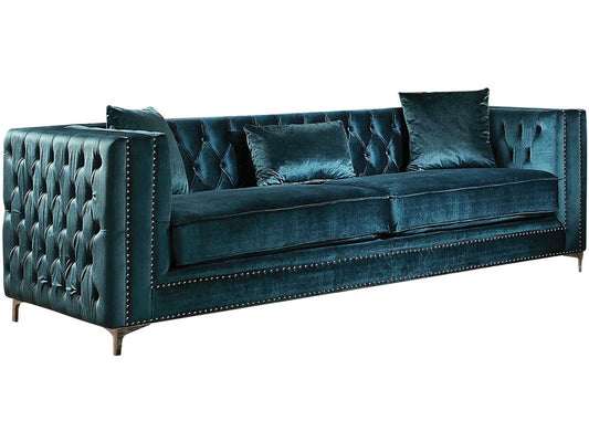 Gillian Tufted Velvet Sofa, Dark Teal