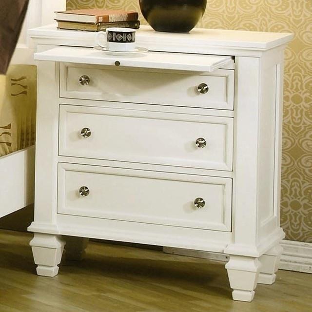 Sandy Beach White 3 Drawer Nightstand