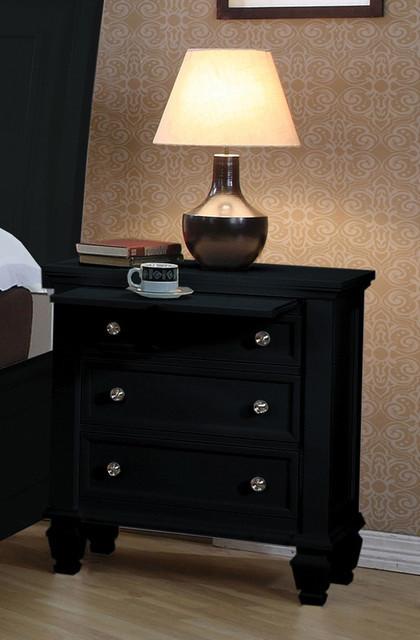 Sandy Beach Black 3 Drawer Nightstand