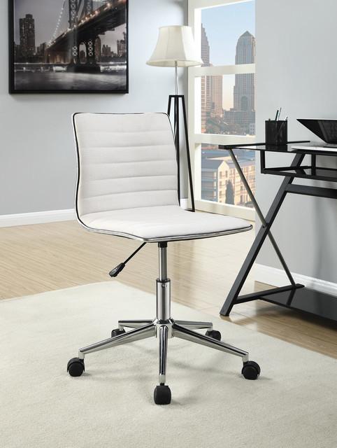 Dex Modern Fabric and Chrome Swivel Office Chair, White