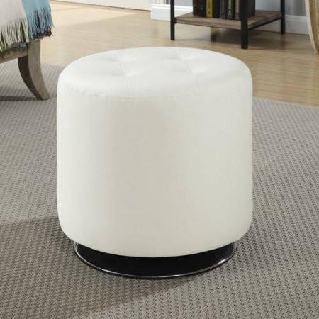 Circular Faux Leather Swivel Ottoman