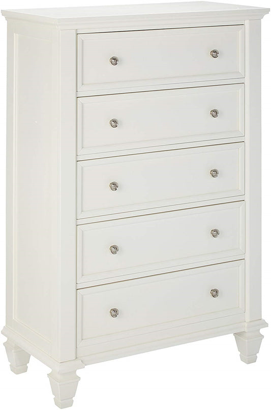 Sandy Beach White 5 Drawers Chest