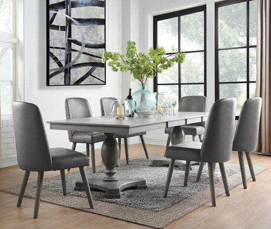 Waylon Double Pedestal Dining table Set - Gray Oak Finish