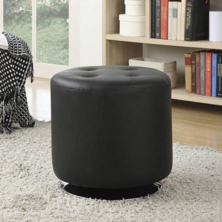 Circular Faux Leather Swivel Ottoman