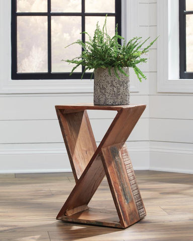 Wood Geometric Accent Table