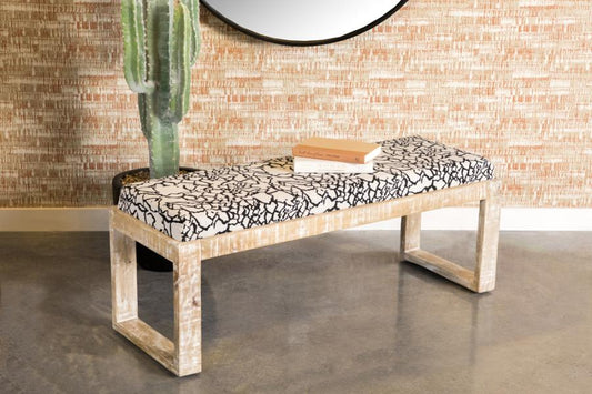 Boho White Accent Bench