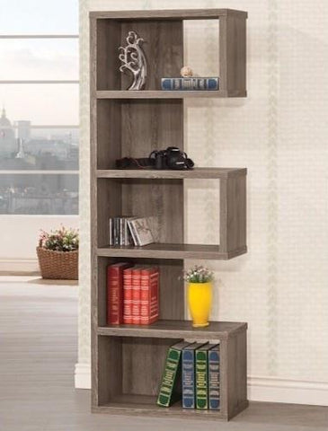 Semi Backless Bookshelf, in Weathered Grey Finish