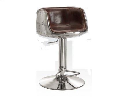 Brancaster Adjustable Stool w/ Swivel in Vintage Brown Top Grain Leather & Aluminum