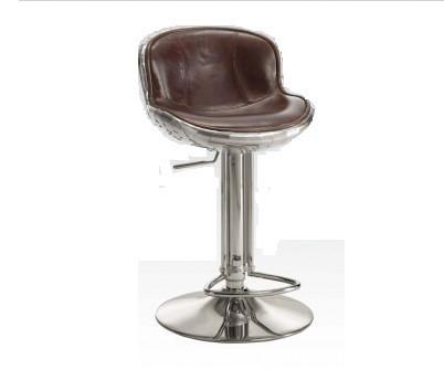 Brancaster Vintage Brown Leather Swivel Armless Adjustable Stool