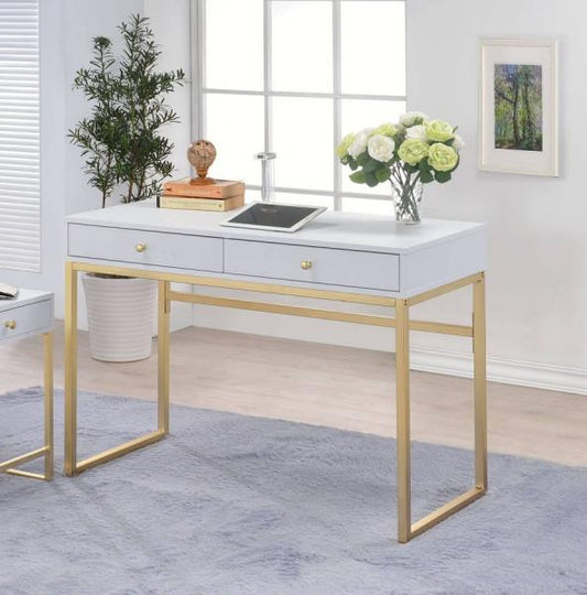 Sacha White Brass Writing Desk