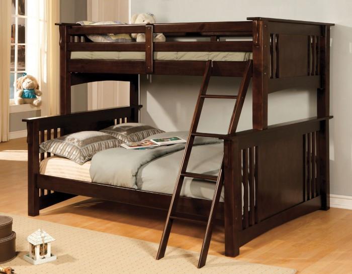 Dark Walnut Finish Twin/full Bunk Bed