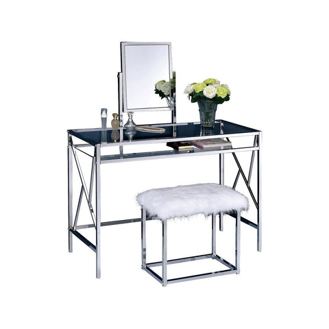 Lismore Vanity Table with Bench Set, Chrome