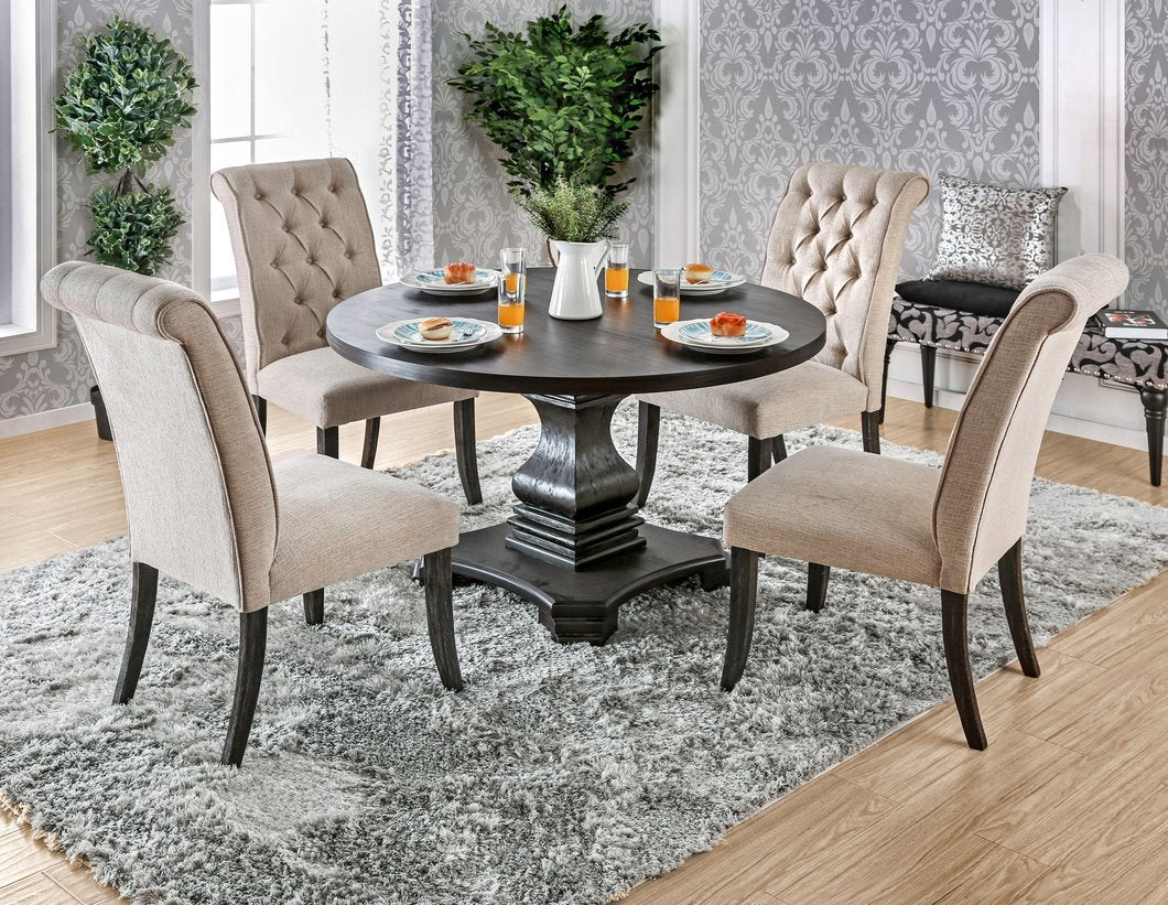 Nerissa Round Dining Set, Antique Black