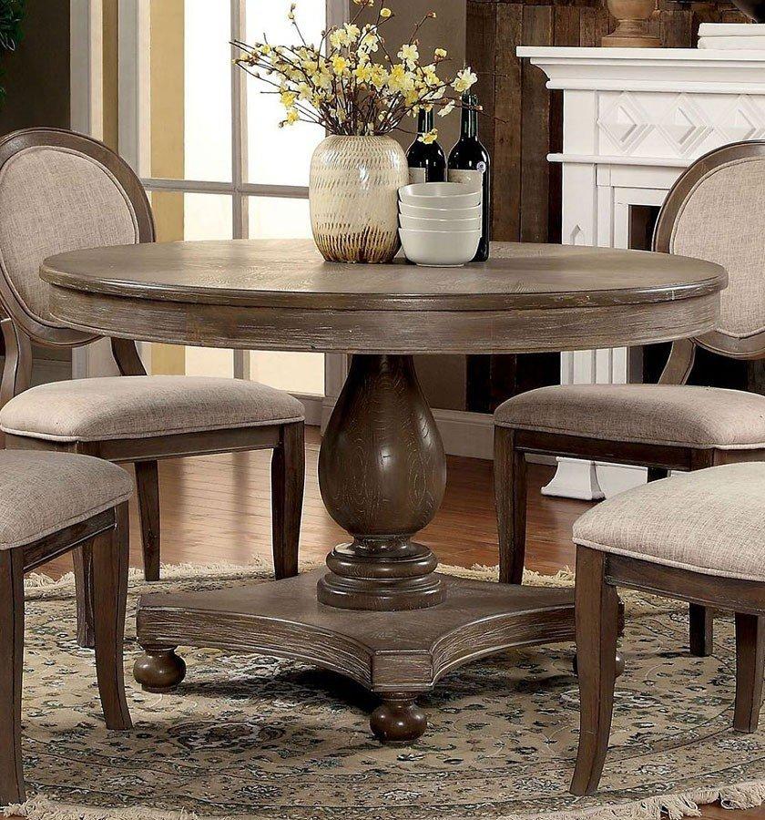 Kathryn Round Dining Set, Rustic Dark Oak