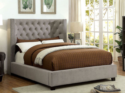 Cayla Upholstered Bed, Gray
