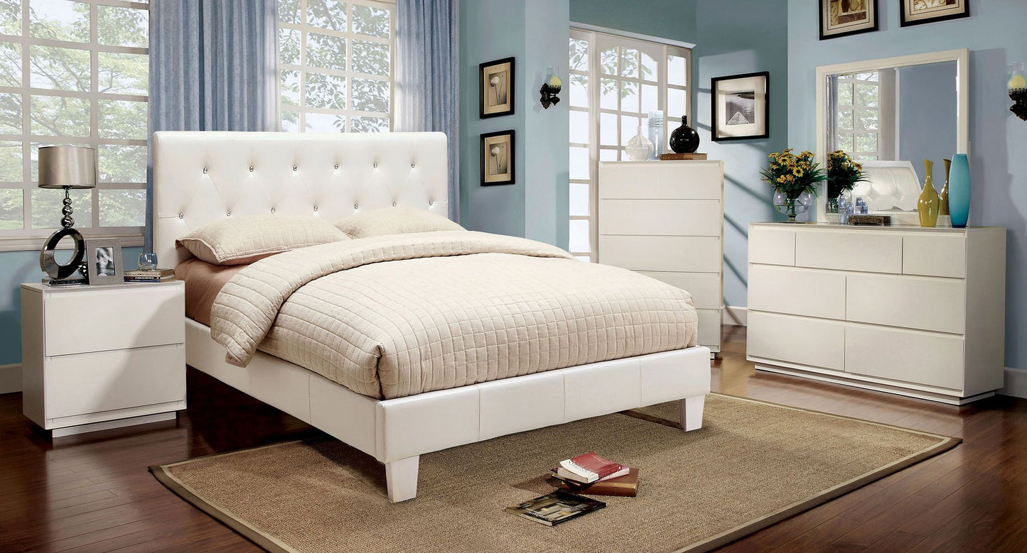 Velen Padded Leatherette Platform Bed ( Available in WHite or Black)