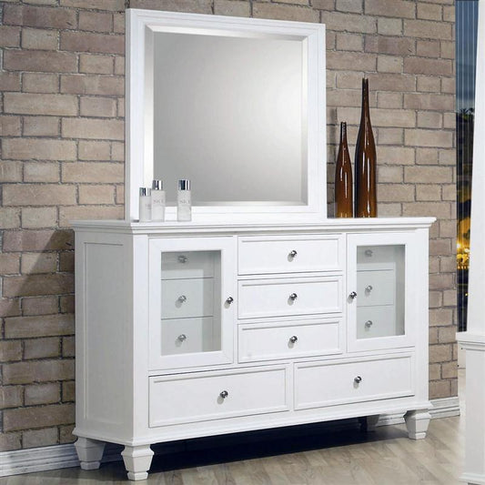 Sandy Beach White Dresser and Mirror