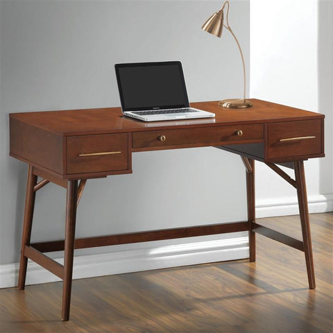 Writing Desk with 3 Drawers, In Walnut Finish
