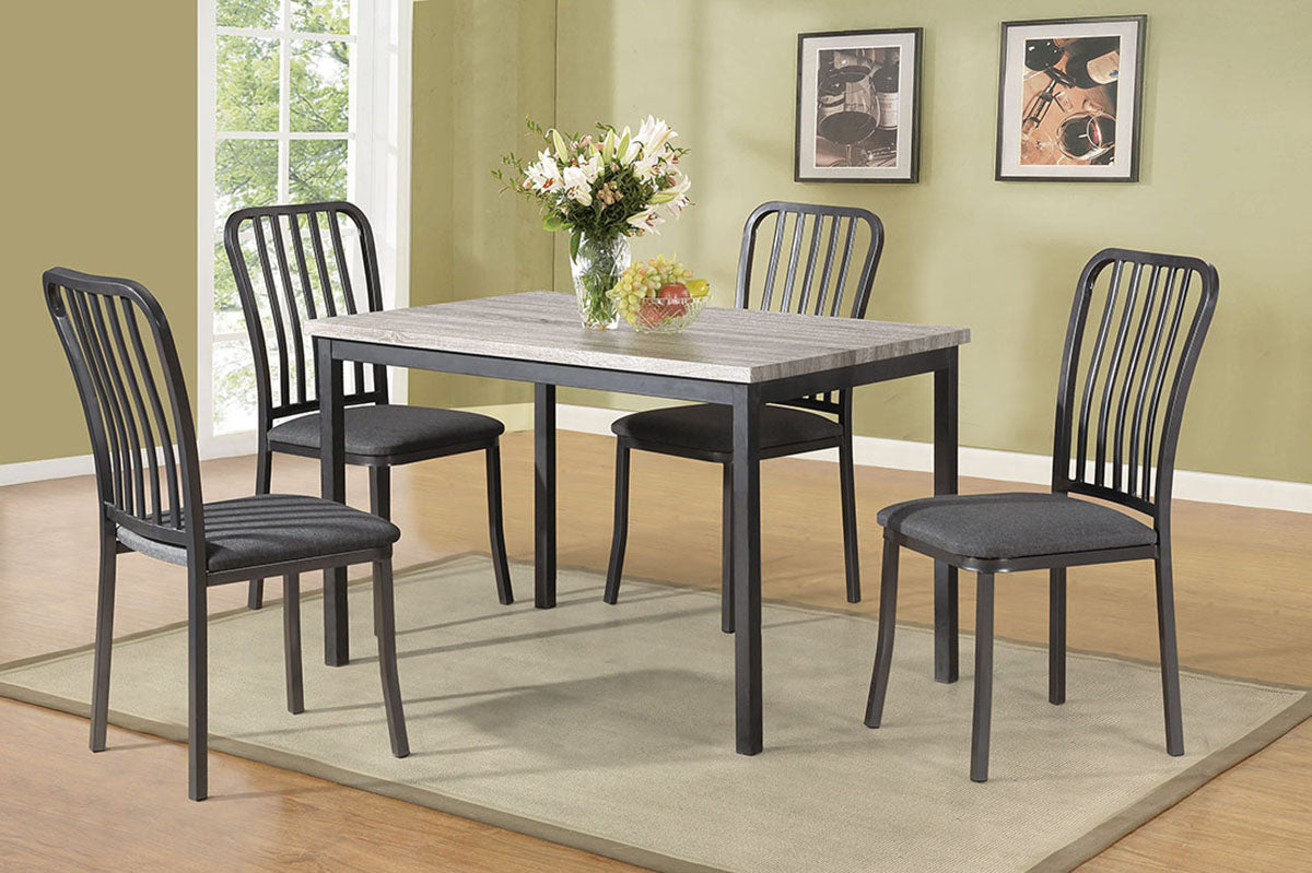 Black Metal 5 Piece Dining Set