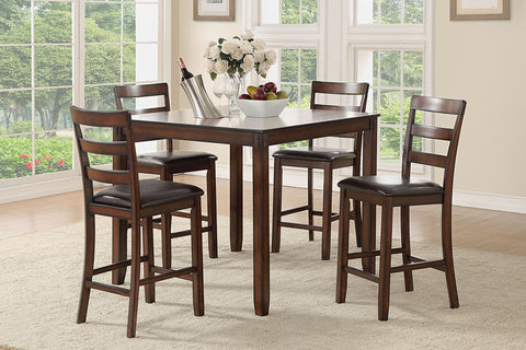 Simple Mahogany Counter Height Dining Table Set