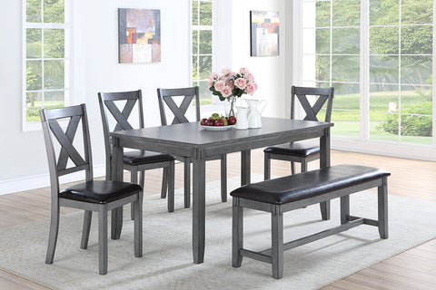Casual Grey Dining Table Set - 6 pieces