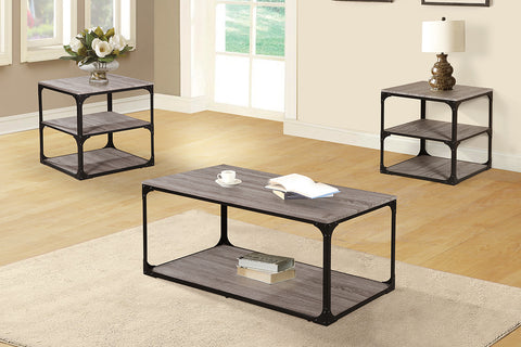 Traditional 3 Piece Coffee Table Set with a Sturdy Iron Frame