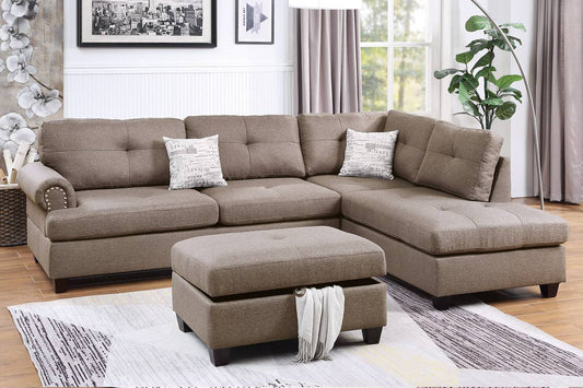 Mocha Sectional Sofa with Storage Ottoman