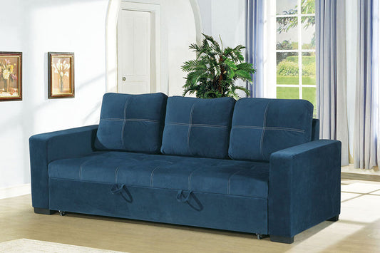 Blue Sofa Bed with Square Shaped Stitching