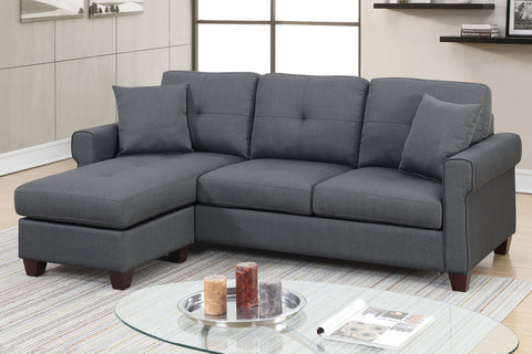 Classic 2 Piece Reversible Sectional Sofa in Charcoal