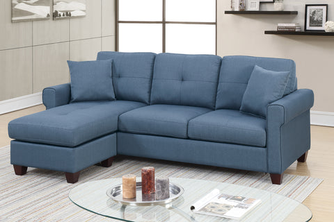 Classic 2 Piece Reversible Sectional Sofa in Blue