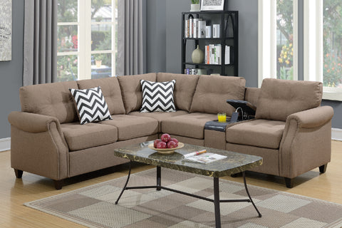 Contemporary Modular Sectional in Light Coffee