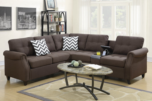 Contemporary Modular Sectional in Dark Coffee