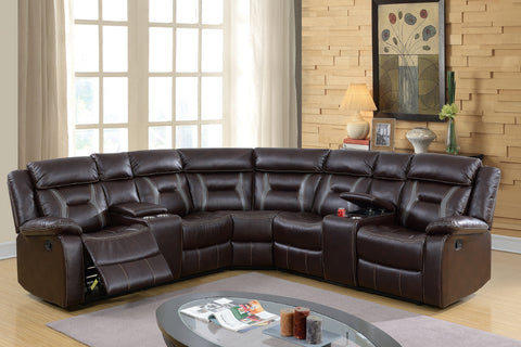 Motion Sectional in Dark Brown Gel Leatherette