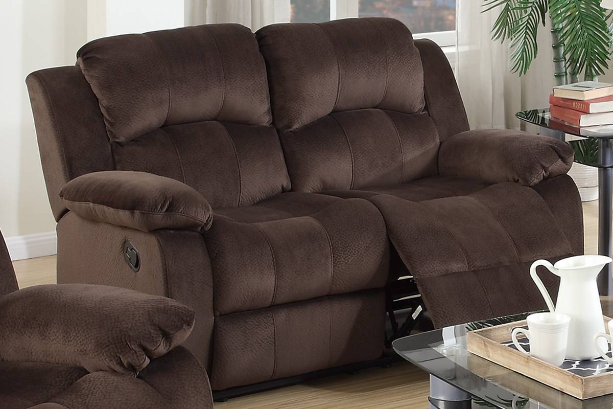 Chocolate Padded Suede Manual Reclining Sofa