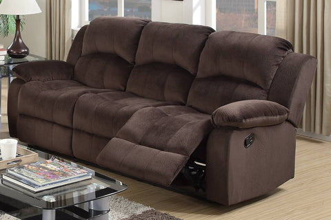 Chocolate Padded Suede Manual Reclining Sofa