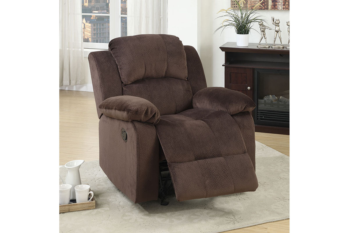 Chocolate Padded Suede Manual Reclining Sofa