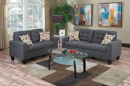 Simple 2 Piece Sofa Set in Blue Grey