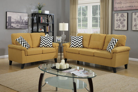 2 Piece Sofa Set in Citrus with Accent Stitching