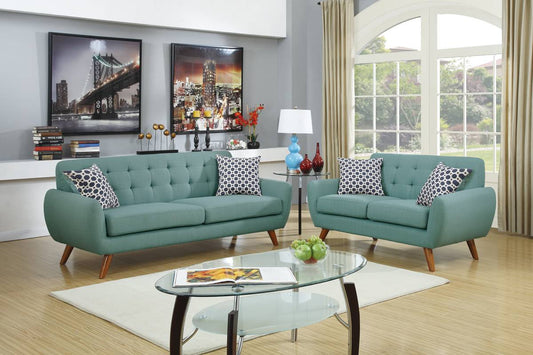 Retro Style 2 Piece Sofa Set - Laguna Blue